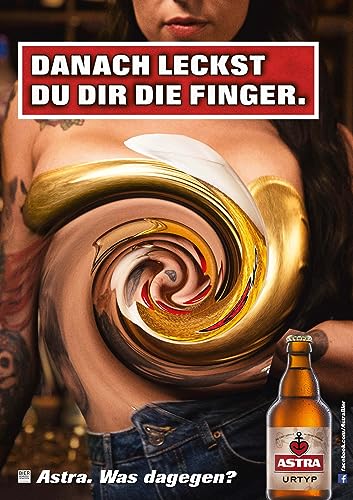 ASTRA Bier Werbung/Reklame Plakat DIN A1 59,4 x 84,1cm Danach leckst Du Dir die Finger, kultiges Poster aus St. Pauli von ASTRA