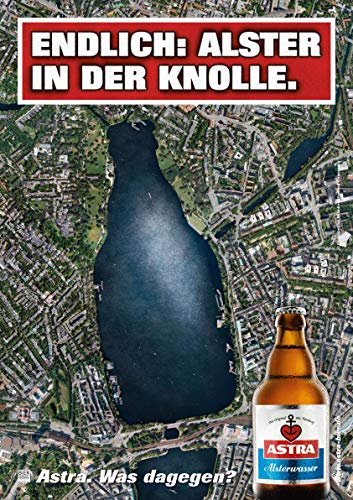 ASTRA Bier Werbung/Reklame Plakat DIN A1 59,4 x 84,1cm Endlich: Alster in der Knolle, kultiges Poster aus St. Pauli von ASTRA