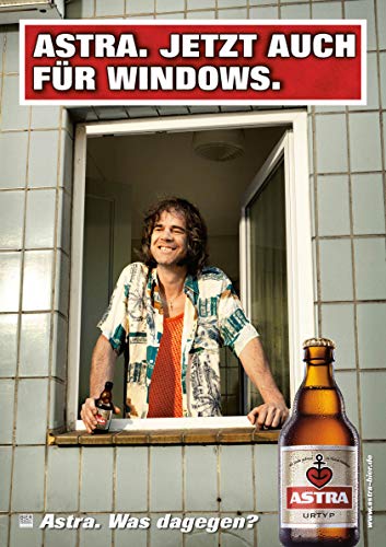 ASTRA Bier Werbung/Reklame Plakat DIN A1 59,4 x 84,1cm Jetzt auch für Windows, kultiges Poster aus St. Pauli von ASTRA