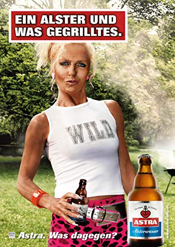 ASTRA Bier Werbung/Reklame Plakat Poster DIN A1 59,4 x 84,1cm EIN ALSTER UND was GEGRILLTES von ASTRA