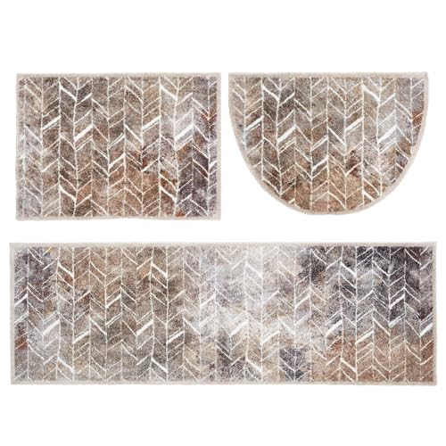 Astra Flauschige Sauberlaufmatte - Pure & Soft - Fischgrät 3er Set: 50x70 eckig & halbrund und 50x150 cm - Waschbarer Küchenteppich innen - Türmatte weich Astra Flauschige Sauberlaufmatte - Pure & Soft - Fischgrät 3er Set: 50x70 eckig & halbrund und 50x150 cm - Waschbarer Küchenteppich innen - Türmatte weich von Astra