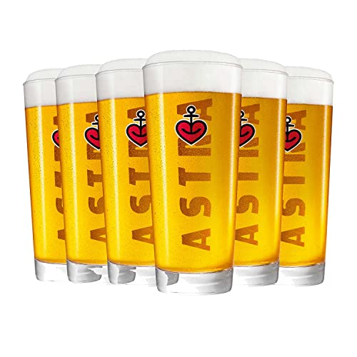 ASTRA Frankonia Becher, 6er Gläser-Set - 0,3 Liter, Biergläser mit Herzanker, unterschiedliche Größen für den Bier-Genuss, als Hamburg Souvenir & Geschenk von ASTRA