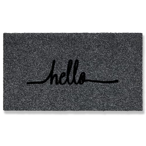 Fussmatte aussen rutschfest - Schmutzfangmatte wetterfest - Outdoor Türmatte für Eingangsbereich - Schmutzabweisende Fußmatte Hello 45x75 cm grau Fussmatte aussen rutschfest - Schmutzfangmatte wetterfest - Outdoor Türmatte für Eingangsbereich - Schmutzabweisende Fußmatte Hello 45x75 cm grau von Astra