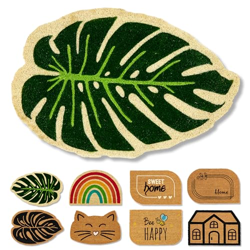 Astra natürliche Fußmatte Kokos - Kokosmatte 40x60cm Monstera - rutschfeste Schmutzfangmatte robust -außen Fussmatte innen - Türmatte Außenbereich überdacht von Astra