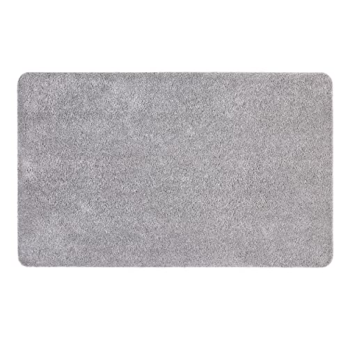 Fußmatte innen rutschfest - Pflegeleichte Schmutzfangmatte waschbar - Türmatte PVC-frei Sauberlaufmatte - saugstarker Fußabtreter hellgrau 60x100 cm von Astra