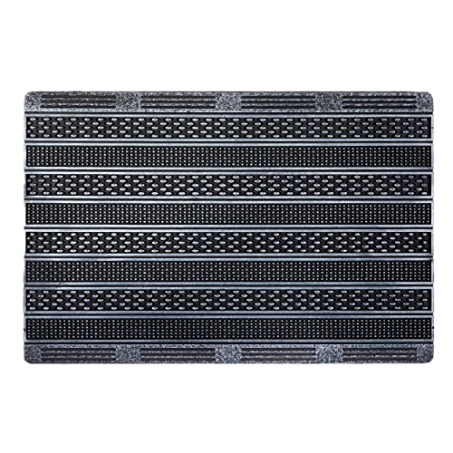 Fußmatte innen & außen - Rubic Eingangsmatte Gummi Sauberlaufmatte - Türmatte für den Außenbereich - rutschfeste Schmutzfangmatte 45x75 cm Silber von Astra