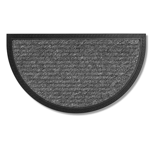 Fußmatte Außen & Innen - 40x70 cm - Grau Linien halbrund - Türmatte rutschfest - Schmutzfangmatte sehr strapazierfähig - Fussmatte aussen Stufen von Astra