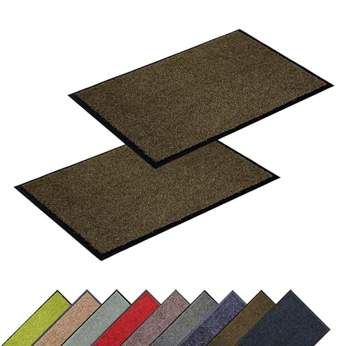 Astra Hochwertige Schmutzfangmatte - Fussmatte innen - bei 30° C waschbare Fußmatte - Rutschfester Läufer - Teppich Küche Flur - braun 90x150 cm 2er Set von Astra