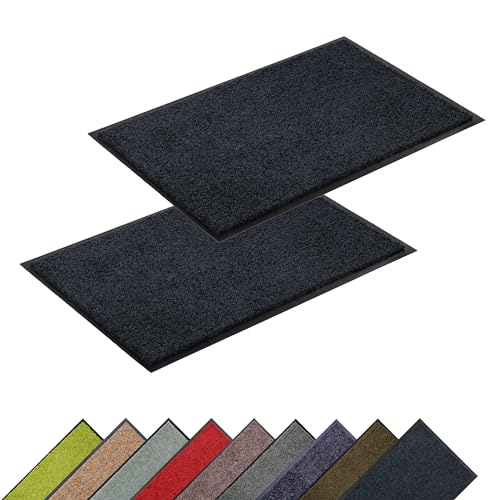 ASTRA Hochwertige Schmutzfangmatte - Fussmatte innen - bei 30° C waschbare Fußmatte - Rutschfester Läufer - Teppich Küche Flur - schwarz 60x180 cm 2er Set von ASTRA