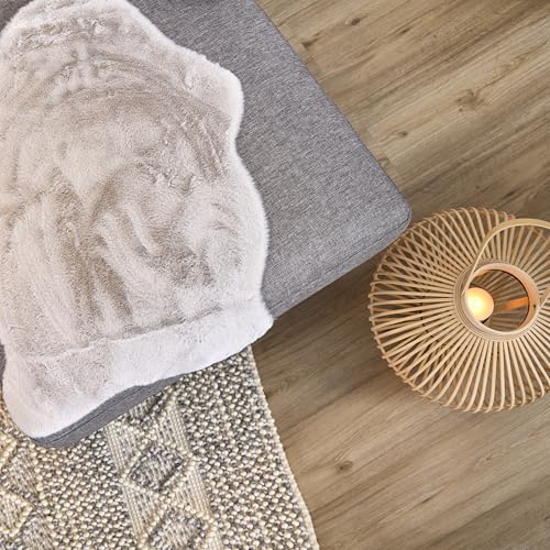 Astra Hochwertiger Kunstfell Teppich flauschig - Teppich Wohnzimmer - Hochflorteppich Lammfell Schaffell Accessoire - Dekofell 2er Set Silber 40 x 60 cm von Astra