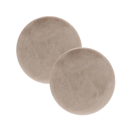 Astra Hochwertiger Kunstfell Teppich flauschig - Teppich Wohnzimmer - Hochflorteppich Lammfell Schaffell Accessoire - Dekofell 2er Set beige Rund Ø 35 cm von Astra