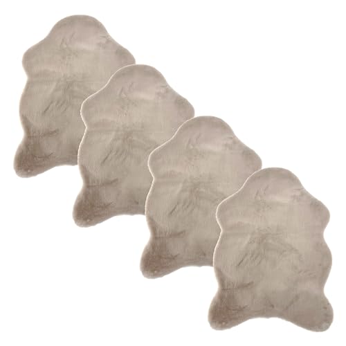 ASTRA Hochwertiger Kunstfell Teppich flauschig - Teppich Wohnzimmer - Hochflorteppich Lammfell Schaffell Accessoire - Dekofell 4er Set beige 40 x 60 cm von ASTRA