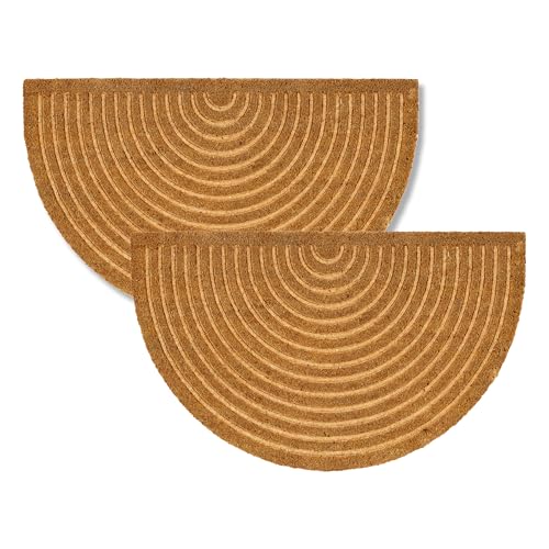 ASTRA Moderne Fußmatte Haustür - Kokosmatte 2er Set 60x90cm Halbrund Natur - rutschfeste Schmutzfangmatte - Fussmatte innen - Türmatte überdachter Außenbereich von Astra
