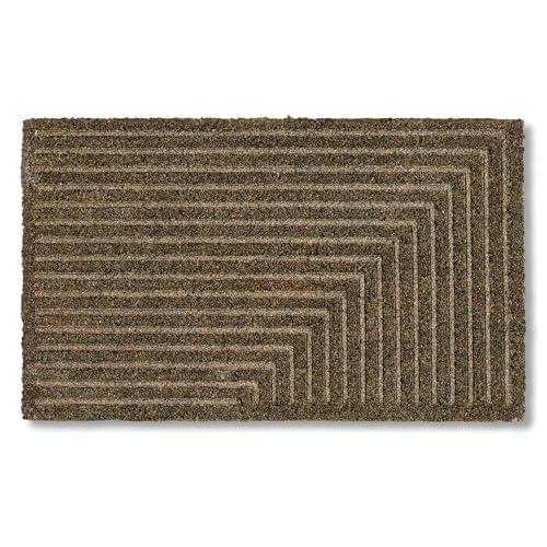 Moderne Fußmatte Haustür - Kokosmatte 45x75cm Streifen grau - rutschfeste Schmutzfangmatte robust - Fussmatte innen - Türmatte Außenbereich überdacht von Astra
