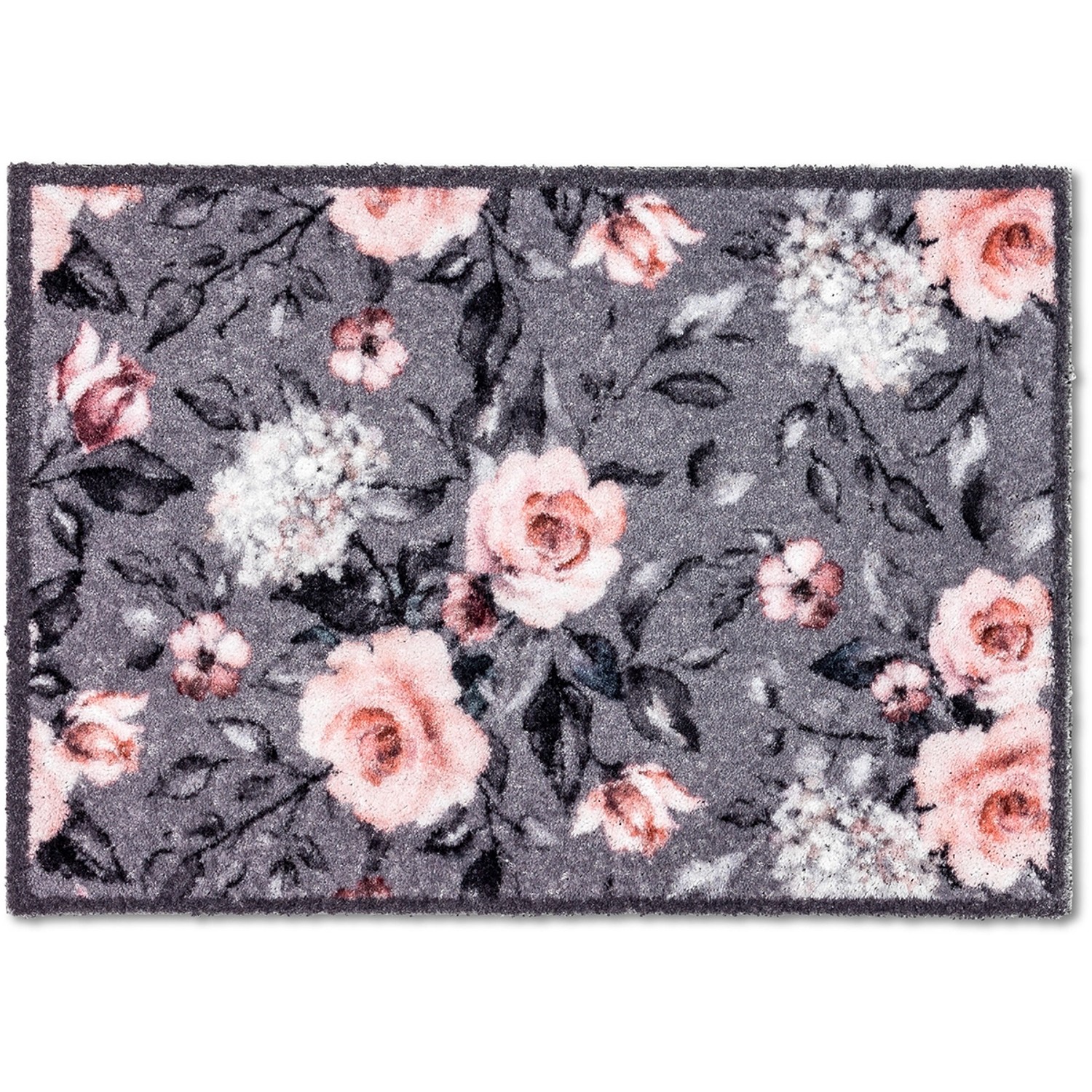 Astra Sauberlaufmatte Pure und Soft 50 cm x 70 cm Blumen Grau-Rosa von ASTRA