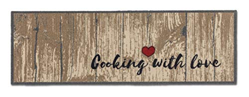 Rutschfester Teppich Wohnzimmer - Miabella Fußmatte innen - Küche Läufer Flur Schmutzfangmatte - Sauberlauf waschbar 50x150cm Cooking with Love von Astra