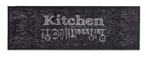 Rutschfester Teppich Wohnzimmer - Miabella Fußmatte innen - Küche Läufer Flur Schmutzfangmatte - Sauberlauf waschbar 50x150cm Kitchen schwarz von Astra