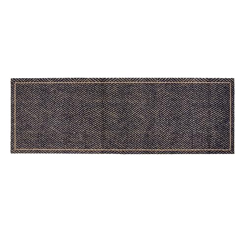 Rutschfester Teppich Wohnzimmer - Miabella Fußmatte innen - Küche Läufer Flur Schmutzfangmatte - Sauberlauf waschbar 50x150cm Fischgrät Welcome von Astra