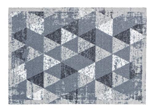 Astra Rutschfester Teppich Wohnzimmer - Miabella Fußmatte innen - Küche Läufer Flur Schmutzfangmatte - Sauberlauf waschbar 50x70cm Dreiecke hellgrau von Astra