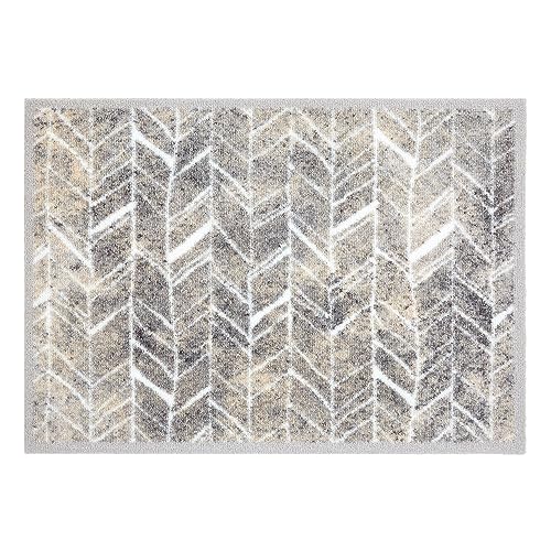 Rutschfester Teppich Wohnzimmer - Miabella Fußmatte innen - Küche Läufer Flur Schmutzfangmatte - Sauberlauf waschbar 50x70cm Fischgrät Linien von Astra