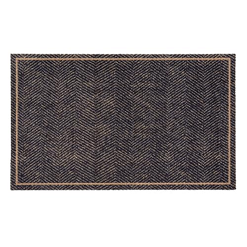 Rutschfester Teppich Wohnzimmer - Miabella Fußmatte innen - Küche Läufer Flur Schmutzfangmatte - Sauberlauf waschbar 66x110cm Fischgrät Welcome von Astra