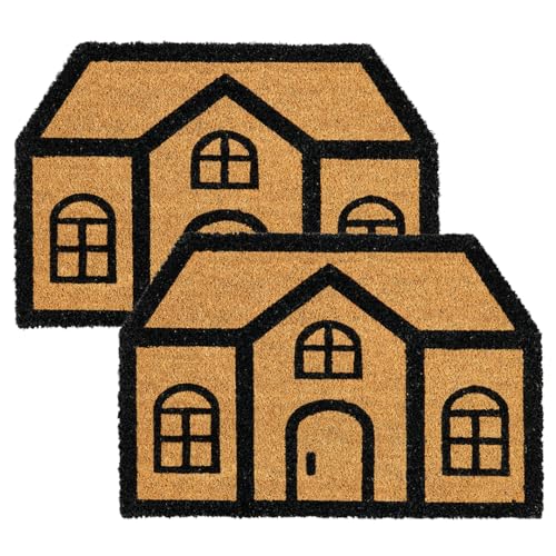 Astra natürliche Fußmatte Kokos - Kokosmatte 40x60cm 2er Set Haus - rutschfeste Schmutzfangmatte - außen Fussmatte - Türmatte überdachter Außenbereich von Astra
