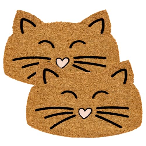 Astra natürliche Fußmatte Kokos - Kokosmatte 40x60cm 2er Set Katze - rutschfeste Schmutzfangmatte - außen Fussmatte - Türmatte überdachter Außenbereich Astra natürliche Fußmatte Kokos - Kokosmatte 40x60cm 2er Set Katze - rutschfeste Schmutzfangmatte - außen Fussmatte - Türmatte überdachter Außenbereich von Astra