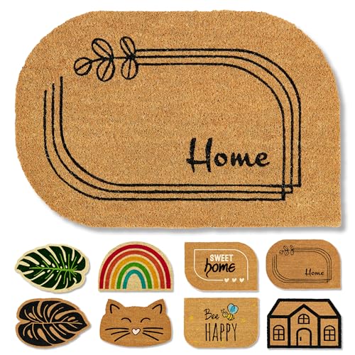 natürliche Fußmatte Kokos - Kokosmatte 40x60cm Home - rutschfeste Schmutzfangmatte robust - außen Fussmatte innen - Türmatte überdachter Außenbereich von Astra