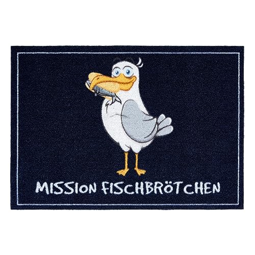 rutschfeste Fußmatte innen Türvorleger - Pflegeleichte Schmutzfangmatte waschbar Fußabtreter - Homelike Sauberlaufmatte 40x60 cm Fischbrötchen von Astra
