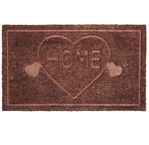 Moderne Fußmatte Haustür - Kokosmatte 45x75cm Herz braun - rutschfeste Schmutzfangmatte robust - Fussmatte innen - Türmatte überdachter Außenbereich von Astra