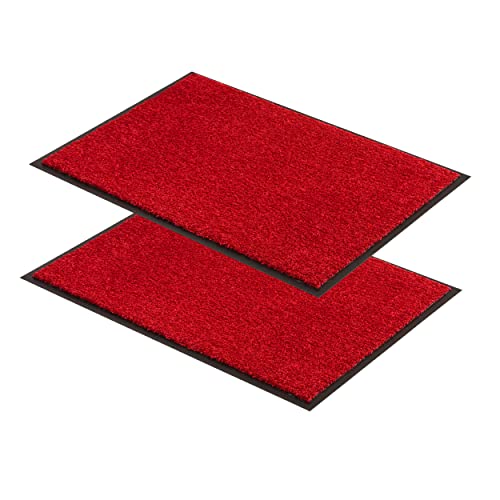 ASTRA strapazierfähige Schmutzfangmatte – rutschfeste Türmatte – Fußmatte innen Sauberlaufmatte – Eingangsmatte - Vorleger rot 60x80 cm 2er Set von ASTRA