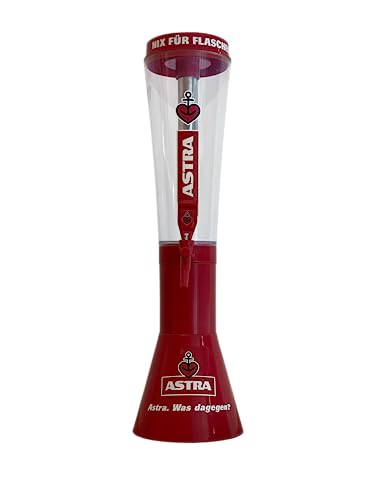 Astra Bier-Turm, Beer Tower, Biersäule, Zapfsäule, Getränkespender, mit Kühlung, 3,0 Liter, rot/transparent von ASTRA