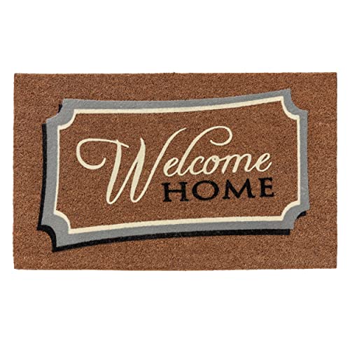 Fußmatte Kokos Natur Schmutzfangmatte - Eingangsmatte rutschfeste Türmatte robust für Innen und Außen - Coco Design Kokosmatte 45x75 cm: Welcome Home von ASTRA