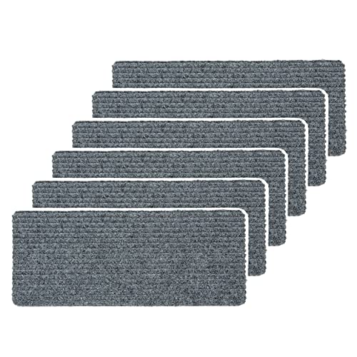 ASTRA Fußmatte innen Silber Schmutzfangmatte rutschfest – Stufenmatten 25x60 cm 6er Set Treppenmatten wasserabweisend – Rib Line Fußabtreter von ASTRA