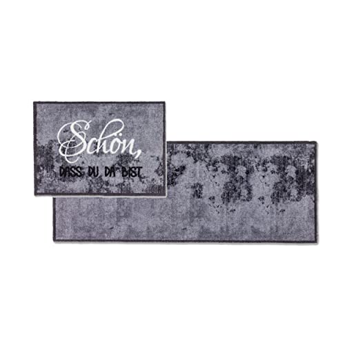 ASTRA Fußmatte innen rutschfest - Beton grau 2er Set: 50x70 + 67x110 cm - Schmutzfangmatte waschbar und pflegeleicht - Felicido Sauberlaufmatte nachhaltig von ASTRA