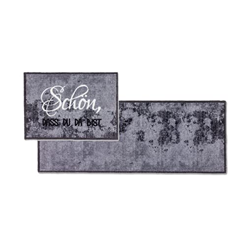 Fußmatte innen rutschfest - Beton grau 2er Set: 50x70 + 67x110 cm - Schmutzfangmatte waschbar und pflegeleicht - Felicido Sauberlaufmatte nachhaltig von Astra