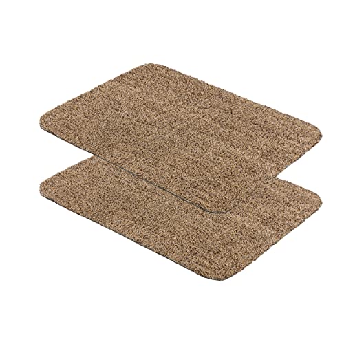 Fußmatte innen waschbar 2er Set 60x75 cm - Schmutzfangmatte Sauberlaufmatte - Fußabstreifer Baumwolle – Entra saugstark – rutschfeste Matte beige von Astra