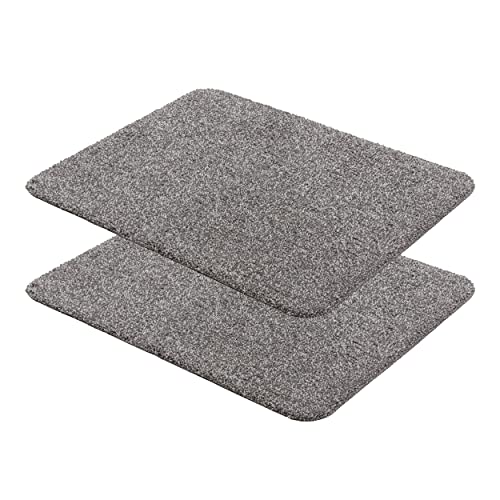 Fußmatte innen waschbar 2er Set 60x75 cm - Schmutzfangmatte Sauberlaufmatte - Fußabstreifer Baumwolle – Entra saugstark – rutschfeste Matte grau von Astra