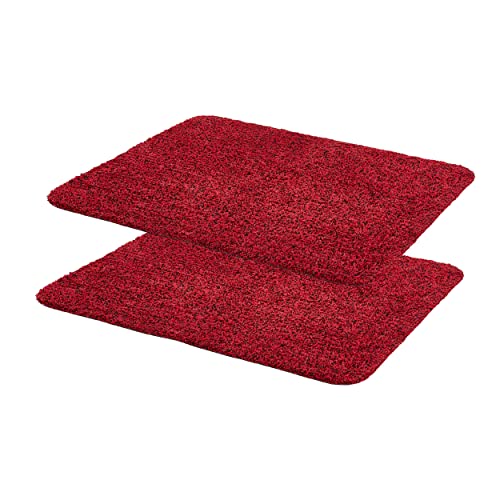 ASTRA Fußmatte waschbar 2er Set 60x75 cm - Schmutzfangmatte Sauberlaufmatte - Fußabstreifer Baumwolle – Entra saugstark – rutschfeste Matte rot von ASTRA