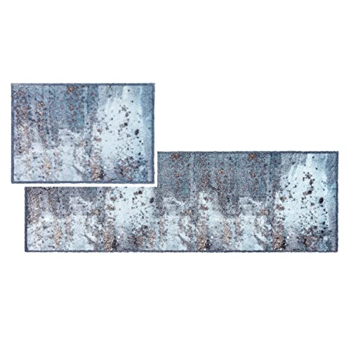ASTRA flauschig-weiche Sauberlaufmatte Pure & Soft – Schmutzfangmatte Türmatte Innen – strapazierfähige Fussmatte – Beton hellblau 50x70 und 50x150 cm von ASTRA