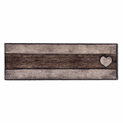 ASTRA flauschig-weiche Sauberlaufmatte Pure & Soft – Schmutzfangmatte bunt – Türmatte Innen – strapazierfähige Fussmatte – 50x150cm (Farbe: Holz Herz Sand-braun) von ASTRA