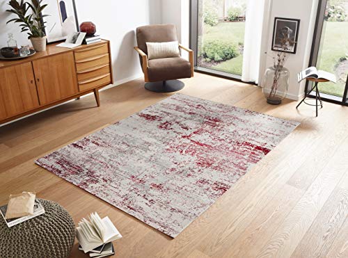 hochwertiger Designer Teppich Antea — Moderne Kurzflor Teppiche — Zimmerteppich im Vintage Design — (133x190cm, rot/Creme Vintage) von ASTRA