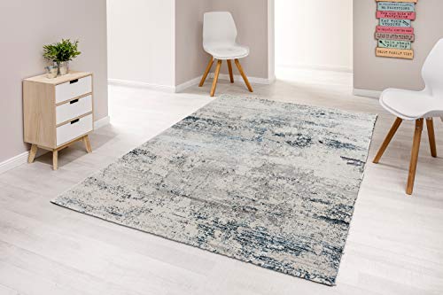 hochwertiger Designer Teppich Antea — Moderne Kurzflor Teppiche — Zimmerteppich im Vintage Design — (160x230cm, blau/Creme Vintage) von Astra