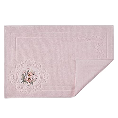 ASTREA TEXTILES Badematte – Badteppich für Badezimmer – Bodenmatte aus 100 % Baumwolle – Waschbarer Duschteppich (Hellrosa) von ASTREA TEXTILES