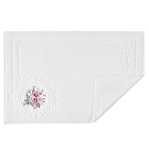 ASTREA TEXTILES Badematte – Badteppich für Badezimmer – Bodenteppich aus 100 % Baumwolle – Waschbarer Duschteppich (cremefarben) von ASTREA TEXTILES