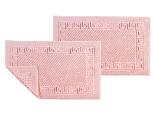 ASTREA TEXTILES Badematte für Badezimmer, Bodenmatte, 100 % Baumwolle, 2 Stück (Hellrosa) von ASTREA TEXTILES