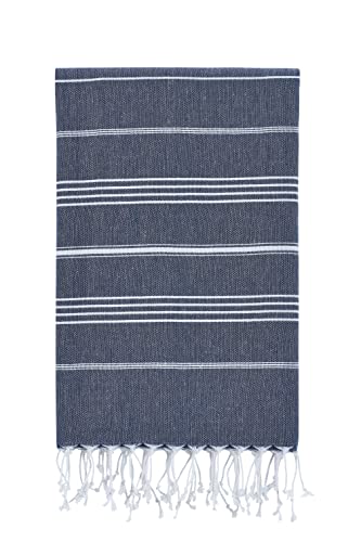 Türkische Strandtücher, Peshtemal, schnell und einfach zu trocknen, für Dusche, Hamam, Spa, Pool, Fitnessstudio und Yoga, 100 % Baumwolle, 100 x 180 cm, Marineblau von ASTREA TEXTILES