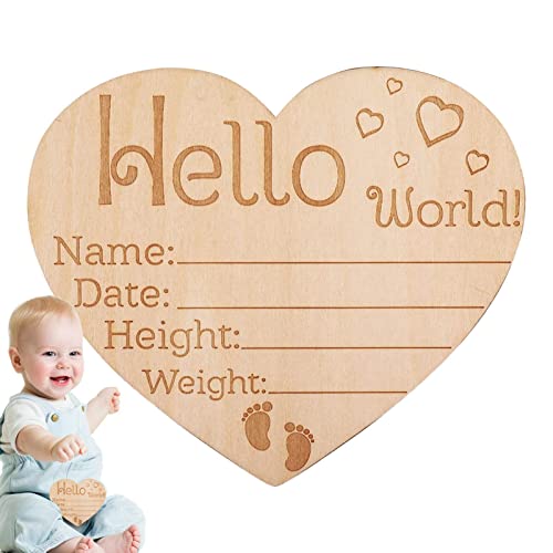 ASTRL Baby-Ankündigungsschild | Baby-Ankündigungsschild aus Holz,Hello World Neugeborenen Schild, Baby Name Ankündigungsschild für Foto Prop Baby Shower Kinderzimmer Geschenk von ASTRL