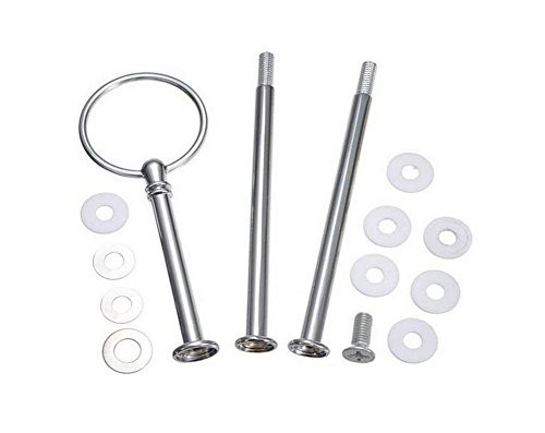 1 Set Metall 3 Etagen Party Hochzeit Cupcake Obst Schwerer Teller Ständer Mittelgriff Beschläge Runde Bohrer Hardware Stange (Silber) von ASTRQLE