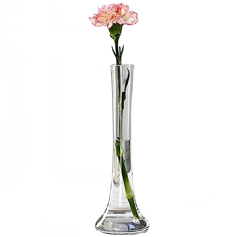 Klare, handgefertigte Glasvase für kleine Knospen, dekorative Blumenvase, Mini-Blumenvase, einzelner Stiel, Vasen, Tischdekoration für Hochzeit, Party, Zuhause und Büro, 25,4 cm von ASTRQLE